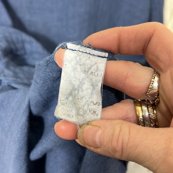 Two Zero One Blue Linen Button Down Duster Size S/M - Picture 11 of 11